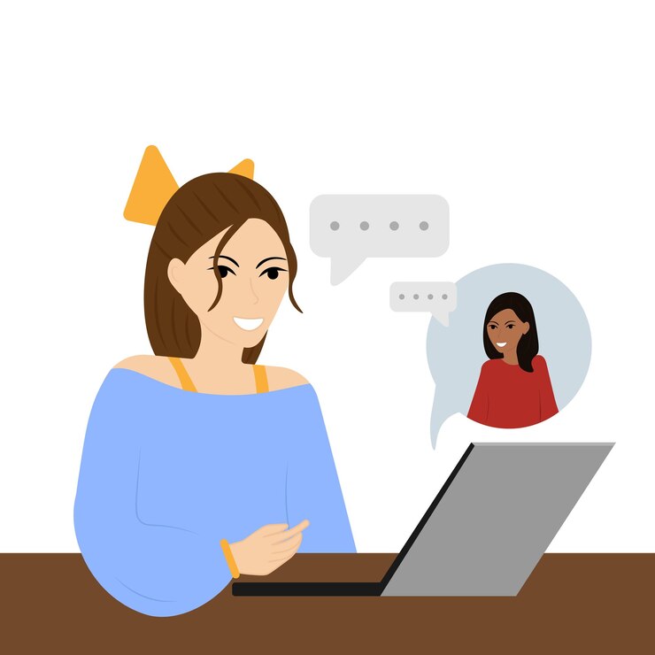 Vettore le amiche chattano online