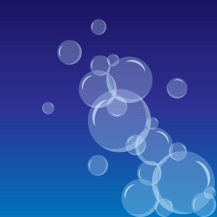 Vettore le bolle di sapone hanno messo l'acqua blu della sfera della sfera e l'illustrazione di vettore del lavaggio dell'acqua della schiuma