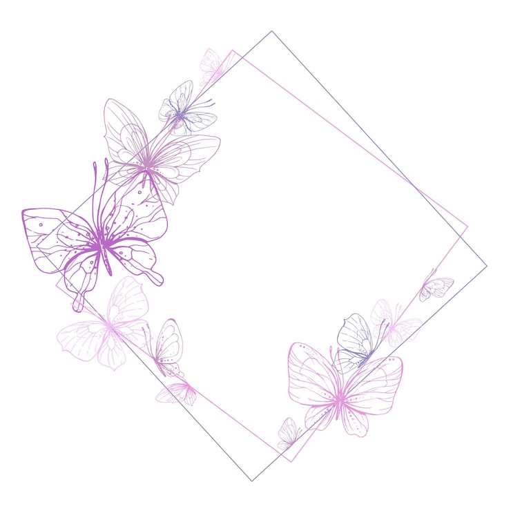 Vettore le farfalle sono rosa blu lilac che volano linea delicata arte grafica illustrazione disegnata a mano in rosa
