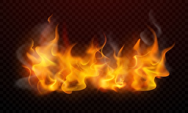 Le fiamme ardenti realistiche bruciano le scintille roventi