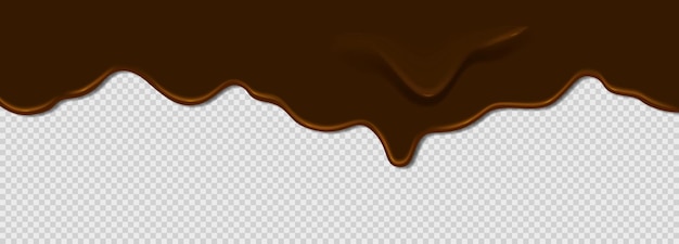 Le gocce di glassa di cioccolato gocciolano dall'alto, l'onda di liquido gocciola giù.
