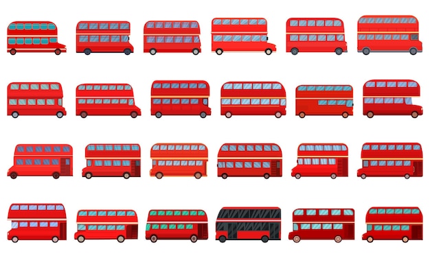 Le icone degli autobus inglesi hanno impostato la fermata di Londra del vettore dei cartoni animati