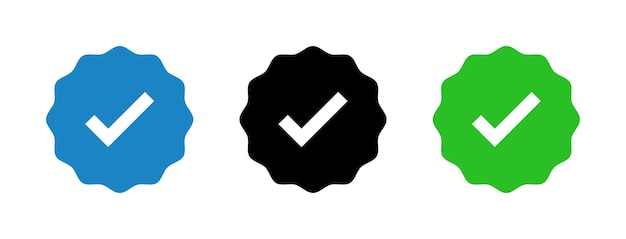Le icone dei badge dei social media verificati rappresentano simboli di autenticità e fiducia
