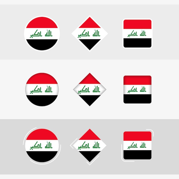 Le icone della bandiera irachena impostano la bandiera vettoriale dell'Iraq