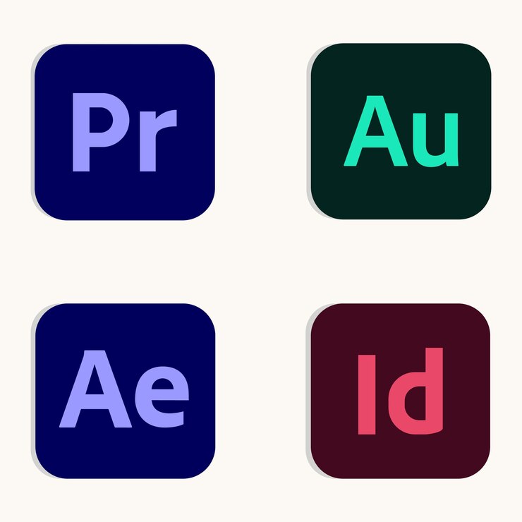 Vettore le icone di adobe creative suite