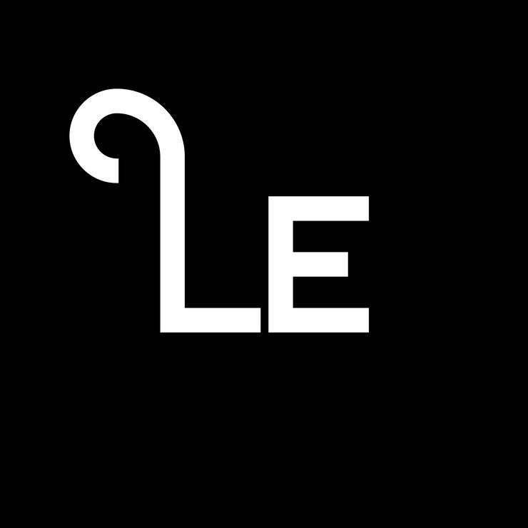 Vettore le logo letter design lettere iniziali le logo icon abstract letter le minimal logo design template l e letter design vector con colori neri le logo