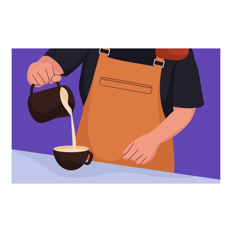 Vettore le mani della barista che fa il caffè