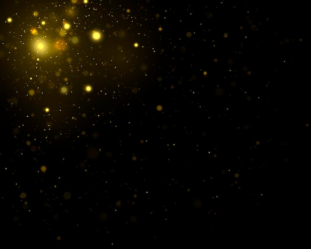 Le particelle di polvere magiche scintillanti hanno sfocato le luci gialle incandescenti cerchi gialli di bokeh vettore