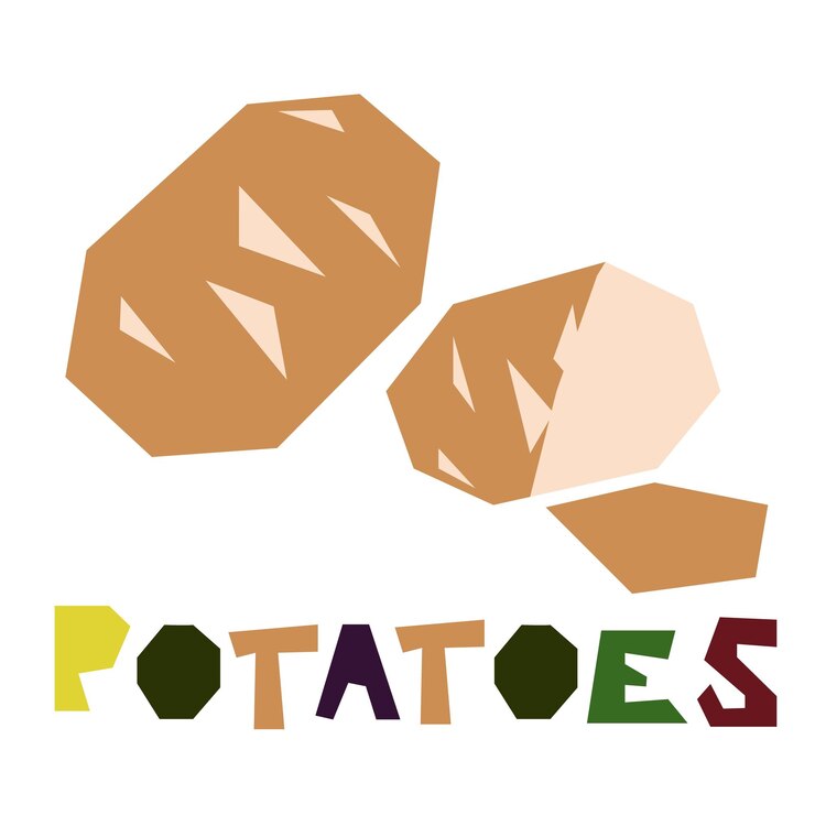 Vettore le patate beige intere e sbucciate sono evidenziate su uno sfondo bianco.