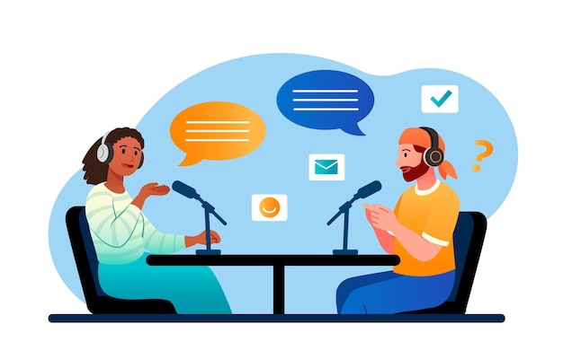 Le persone registrano podcast