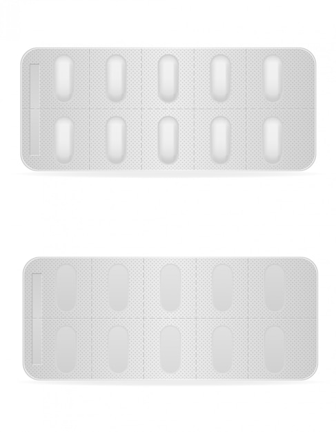 Le pillole mediche in pacchetto in bianco per il trattamento vector l&#39;illustrazione