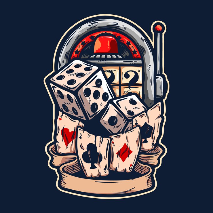 Vettore le roulette del casinò con taglia e tagliano l'illustrazione delle carte da gioco