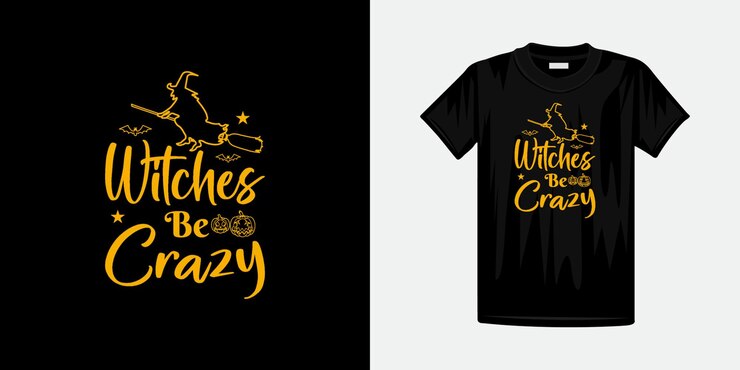 Vettore le streghe sono pazze happy halloween scritte calligrafia vettoriale per le vacanze