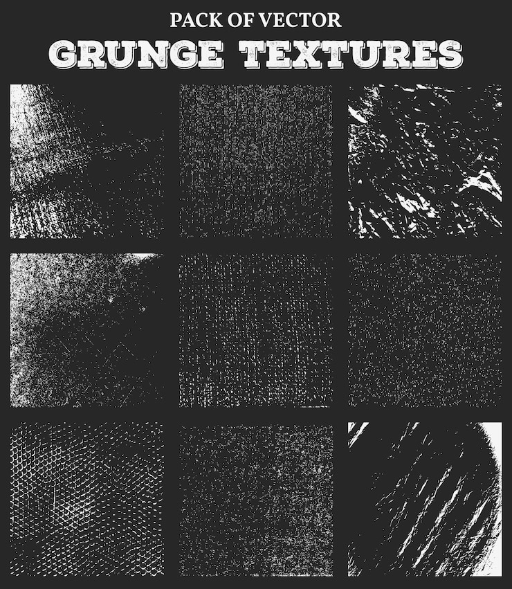 Vettore le strutture sporche dei telai dell'estratto del grunge hanno messo il fondo