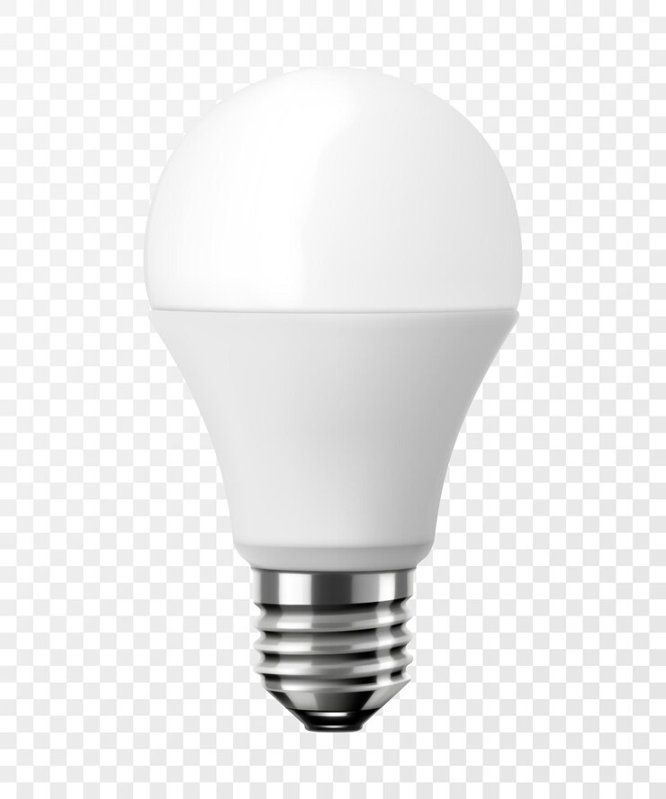 Vettore led a diodo emettente luce lampadina a risparmio energetico lampadina economica isolata su sfondo trasparente illustrazione realistica vettoriale 3d progettazione di temi di risparmio energetiko ed ecologia