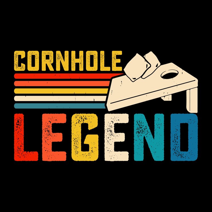 Leggenda del Cornhole Giocatore di Cornhole divertente Retro Vintage Cornhole Tshirt Design