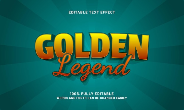 leggenda dorata effetti di testo modificabili con un gioco e un tema di calcio