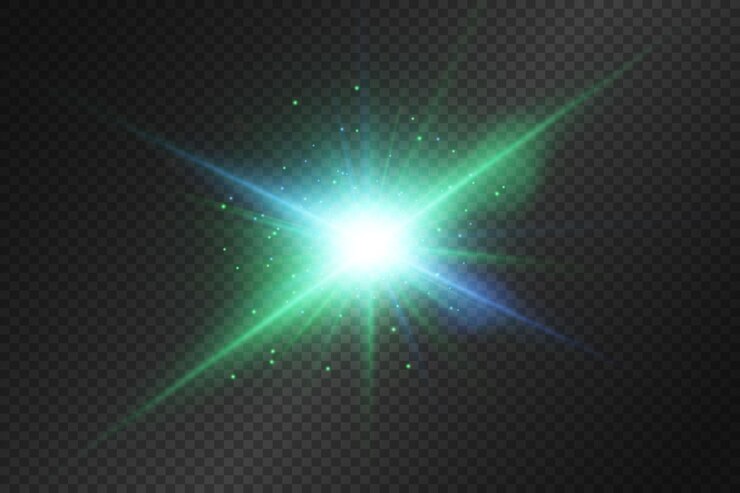 Vettore lenti e flash di luce effetto di luce e abbagliamento di una stella
