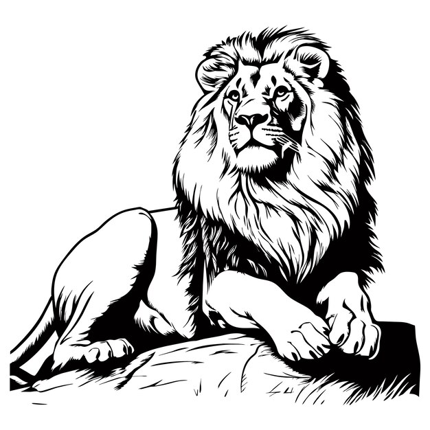 leone disegnato con inchiostro dalle mani di un logo del tatuaggio predatore