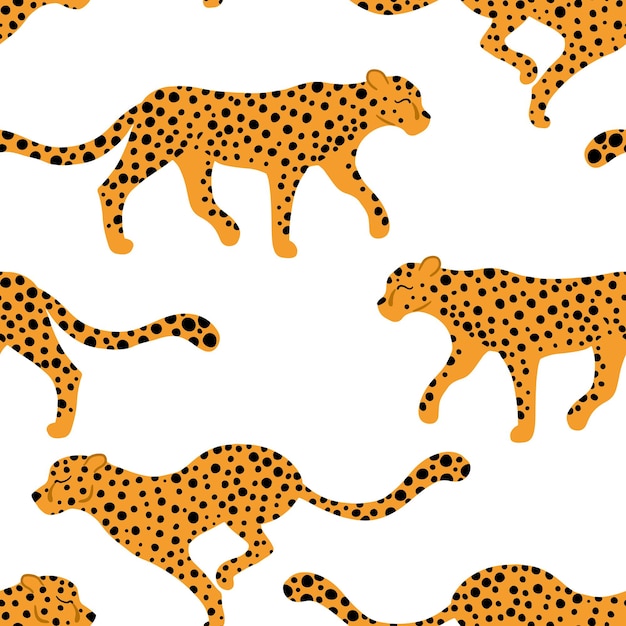 Leopardi senza cuciture illustrazione di animali tropicali in semplice cartoon