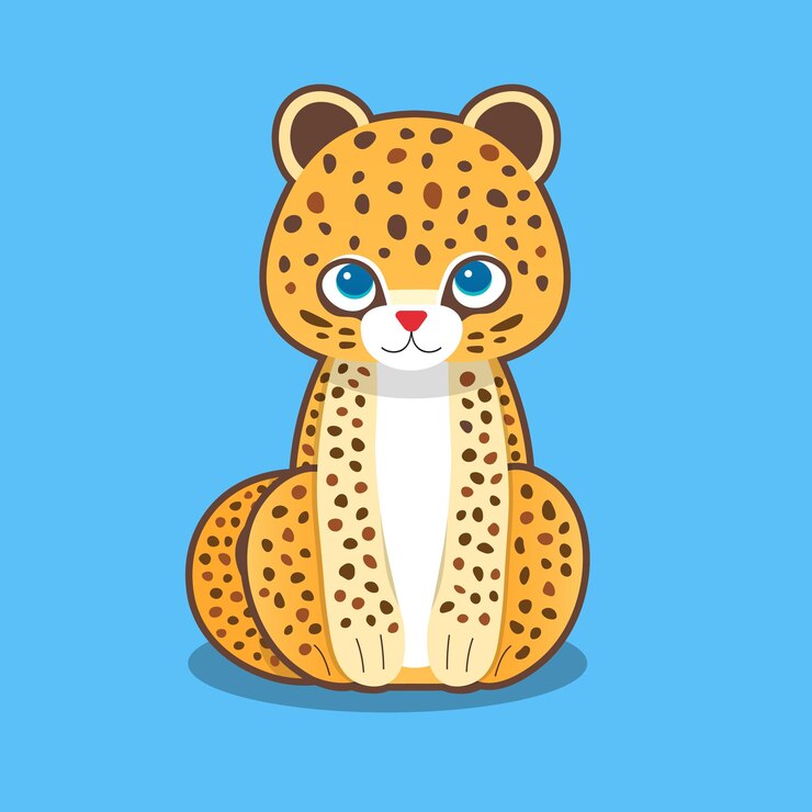 Vettore leopardo simpatico cartone animato in stile piatto