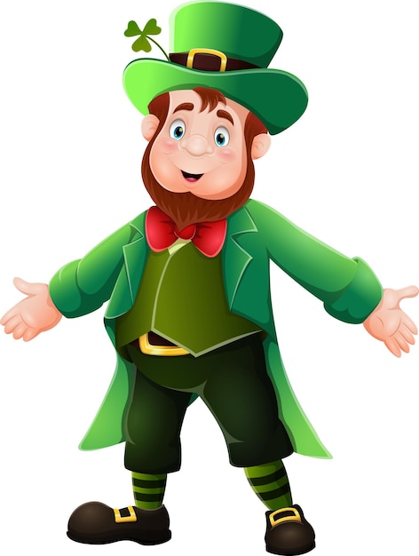 Leprechaun felice del fumetto in piedi e in posa