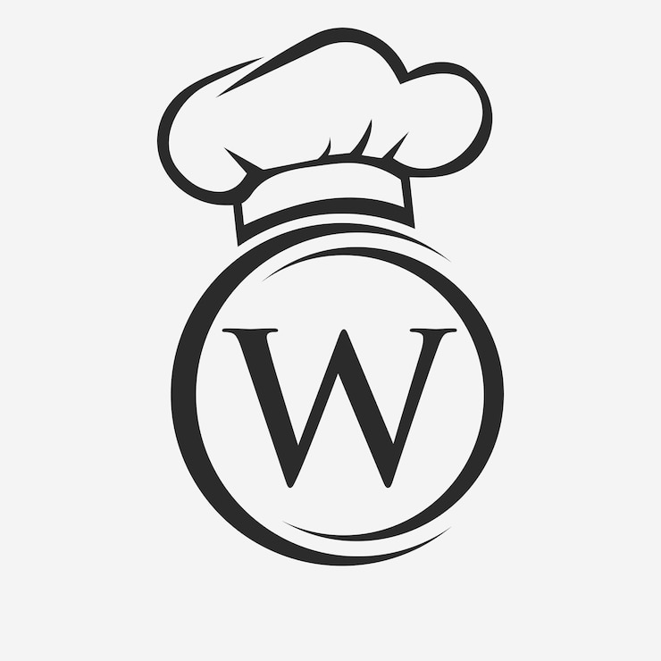 Vettore letter w restaurant logo template restaurant logo concept with chef hat symbol vector sign