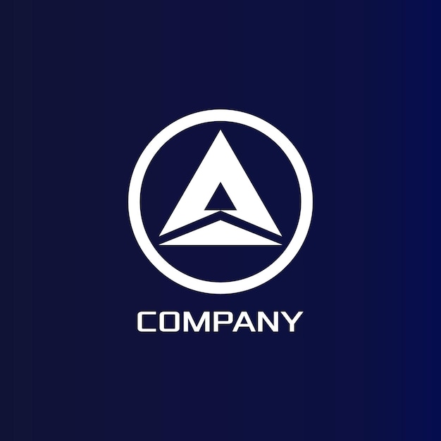 Lettera A alfabeto modello di progettazione logo aziendale ellisse logo arrotondato concetto blu bianco triangolo pulito semplice forte e audace