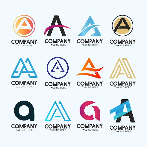 Lettera A Collezione di idee per loghi moderni Logotipo geometrico alfabeto