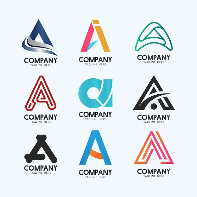 Lettera A Collezione di loghi astratti moderni Alfabeto Logotipo geometrico per tutti i tipi di attività
