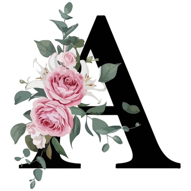 Vettore lettera a dell'alfabeto floreale pulita ed elegante in uno stile di design classico