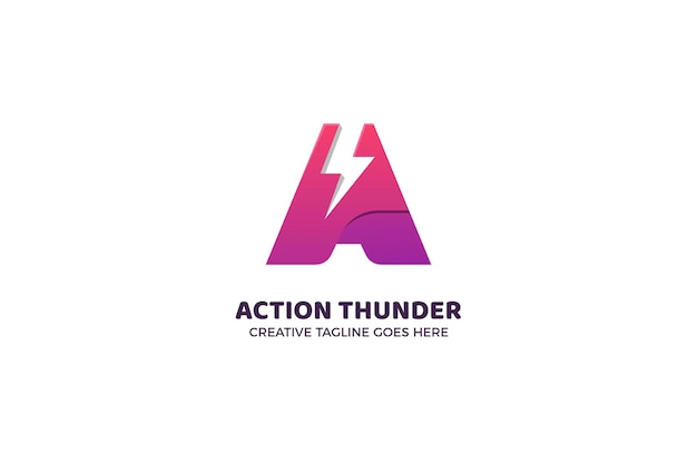Lettera A Thunder Lighting Gradient Logo Template