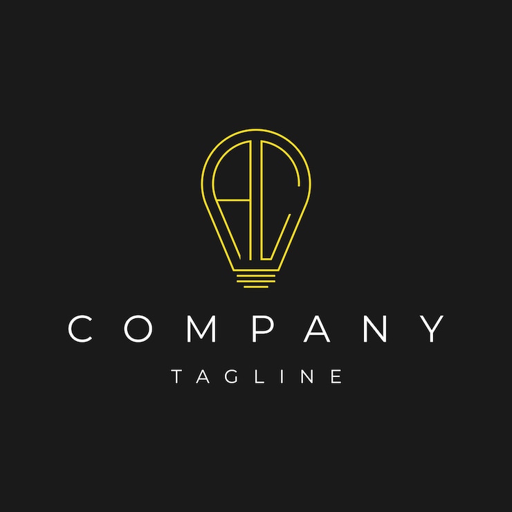 Vettore lettera ac ca soluzione lampada iniziale lampadina icona logo design modello vettoriale
