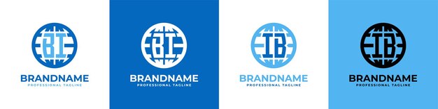 Lettera BI e IB Globe Logo Set adatto a qualsiasi attività commerciale con iniziali BI o IB