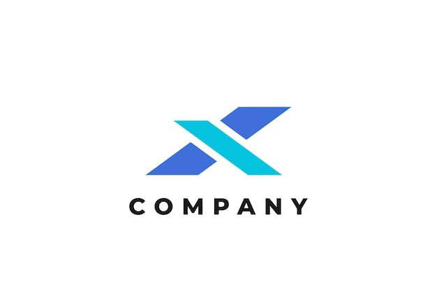 lettera blu x logo astratto aziendale moderno