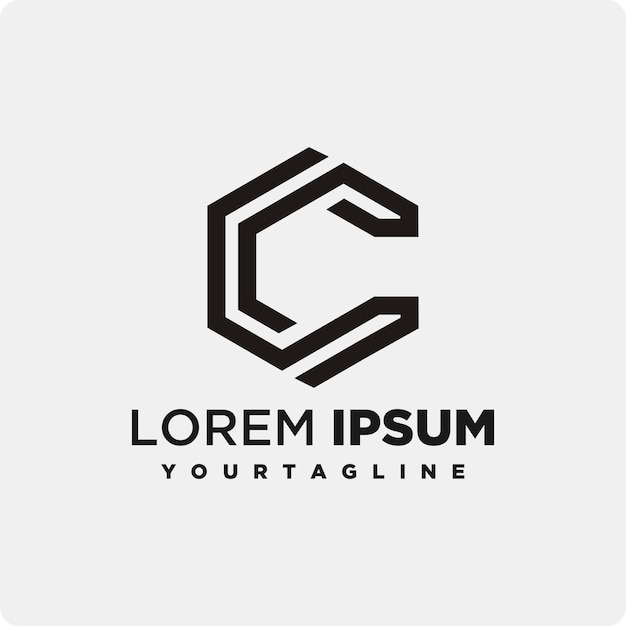 lettera c esagono logo design immagine vettoriale