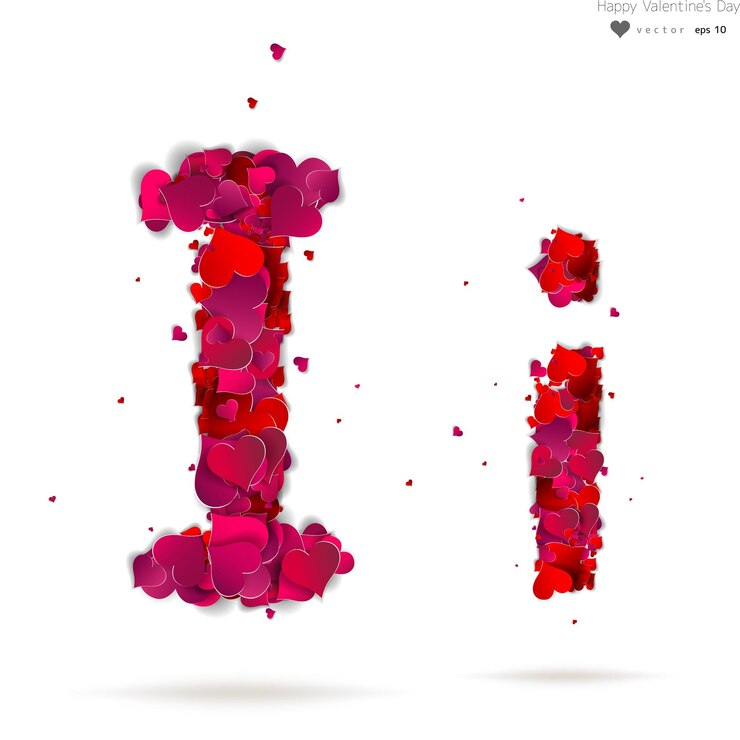 Vettore lettera che ho fatto dai cuori amore alfabeto