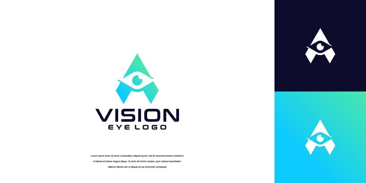 lettera del logo della visione disegno del logo dell'occhio