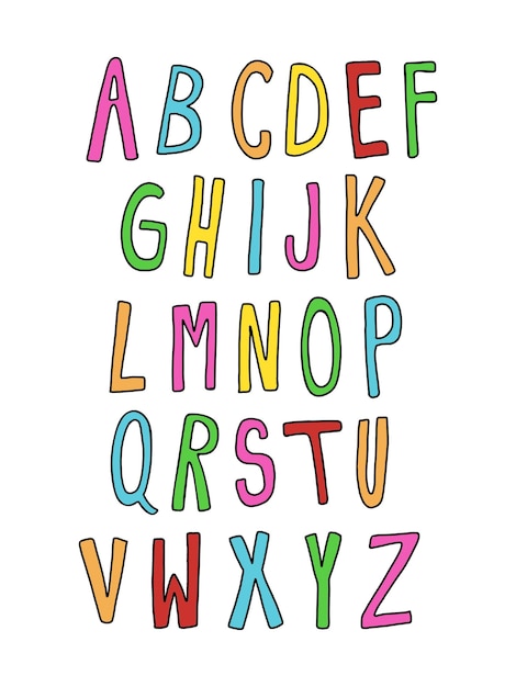 Lettera dell'alfabeto da A a Z disegnata a mano per caratteri tipografia calligrafia frasi messaggio di testo logo dell'azienda