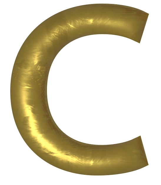 Lettera dell'alfabeto oro lettera isolata c