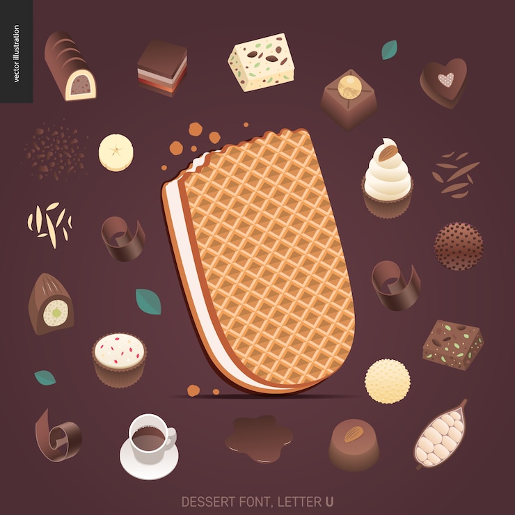 Vettore lettera di carattere dessert u