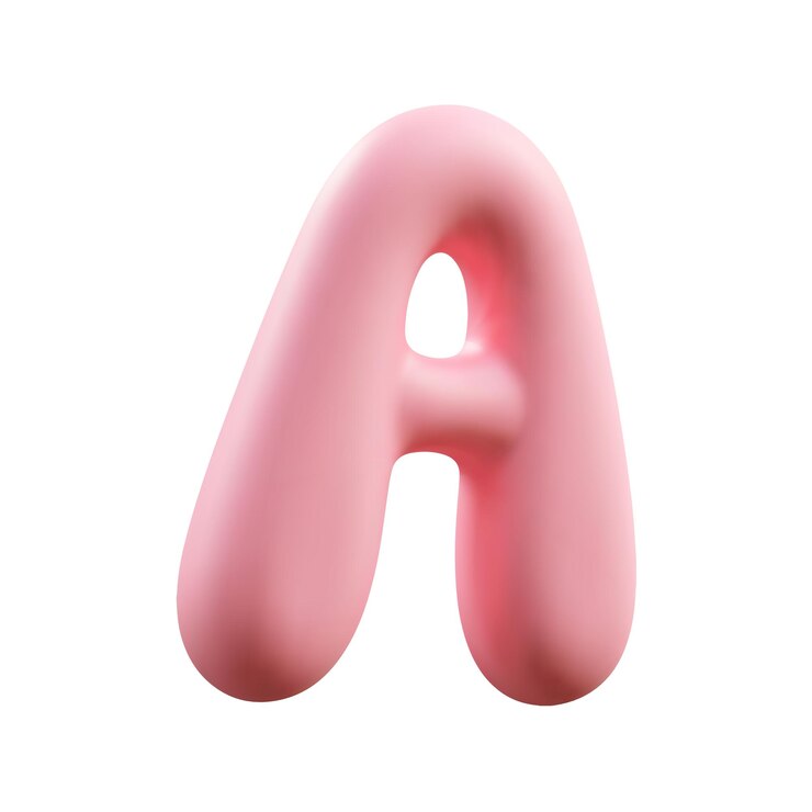 Vettore lettera di cartone animato rosa 3d a