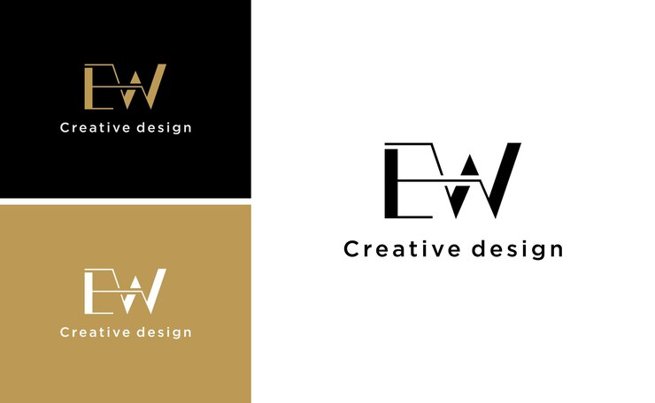 Vettore lettera di lusso modello ew logo design vettoriale