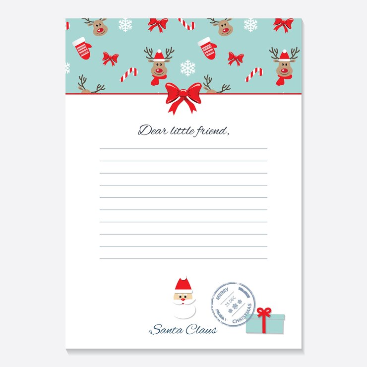 Vettore lettera di natale dal modello di babbo natale.