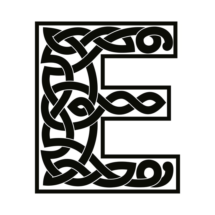 Vettore lettera e con ornamento celtico