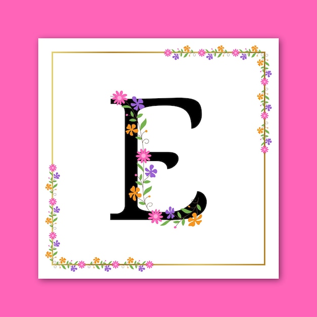 Lettera E Logo Decorativo Floreale Design