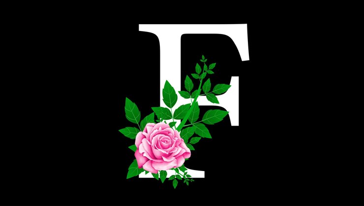 Vettore lettera f fiore rosa abc free vector