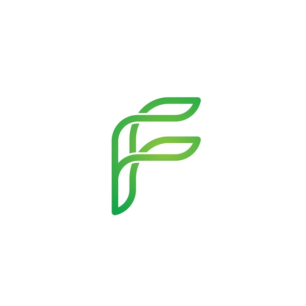 Lettera F foglia natura logo verde freschezza design grafica vettoriale