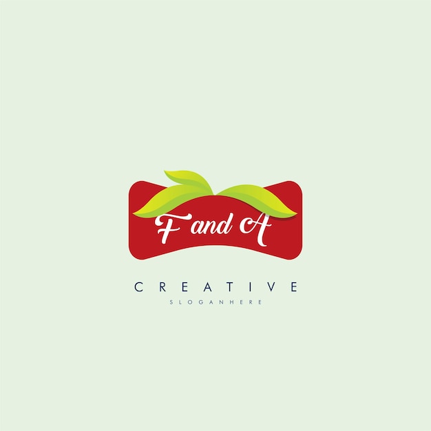 Lettera FA AF Eco foglia con forma curva di cibo biologico Vector Food company