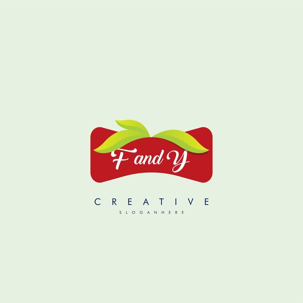 Lettera FY YF Eco foglia con forma curva di cibo biologico Vector Food company